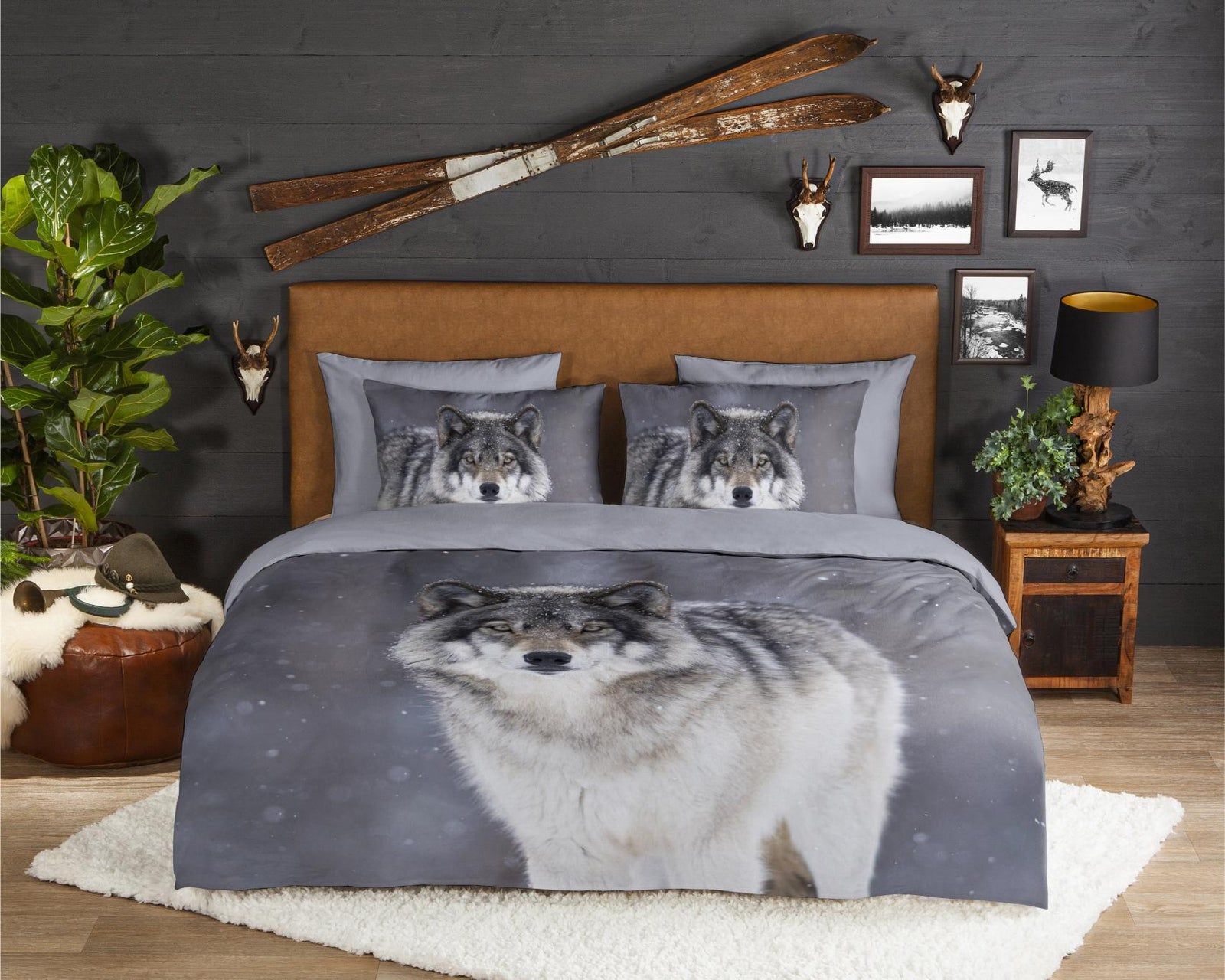 Good Morning - Dekbedovertrek - Wolfie - Grey