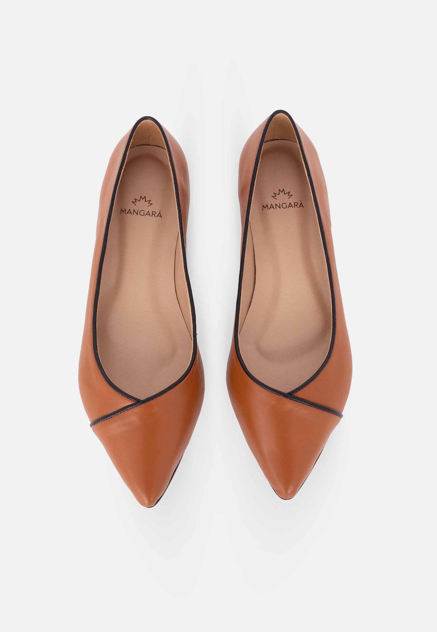 Stijlvolle Mangará Ariri Leren Ballerina's - Bruin