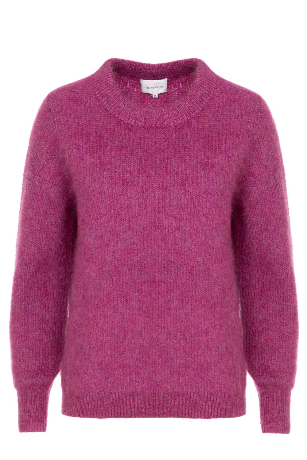 Korte paarse damespull met ronde hals