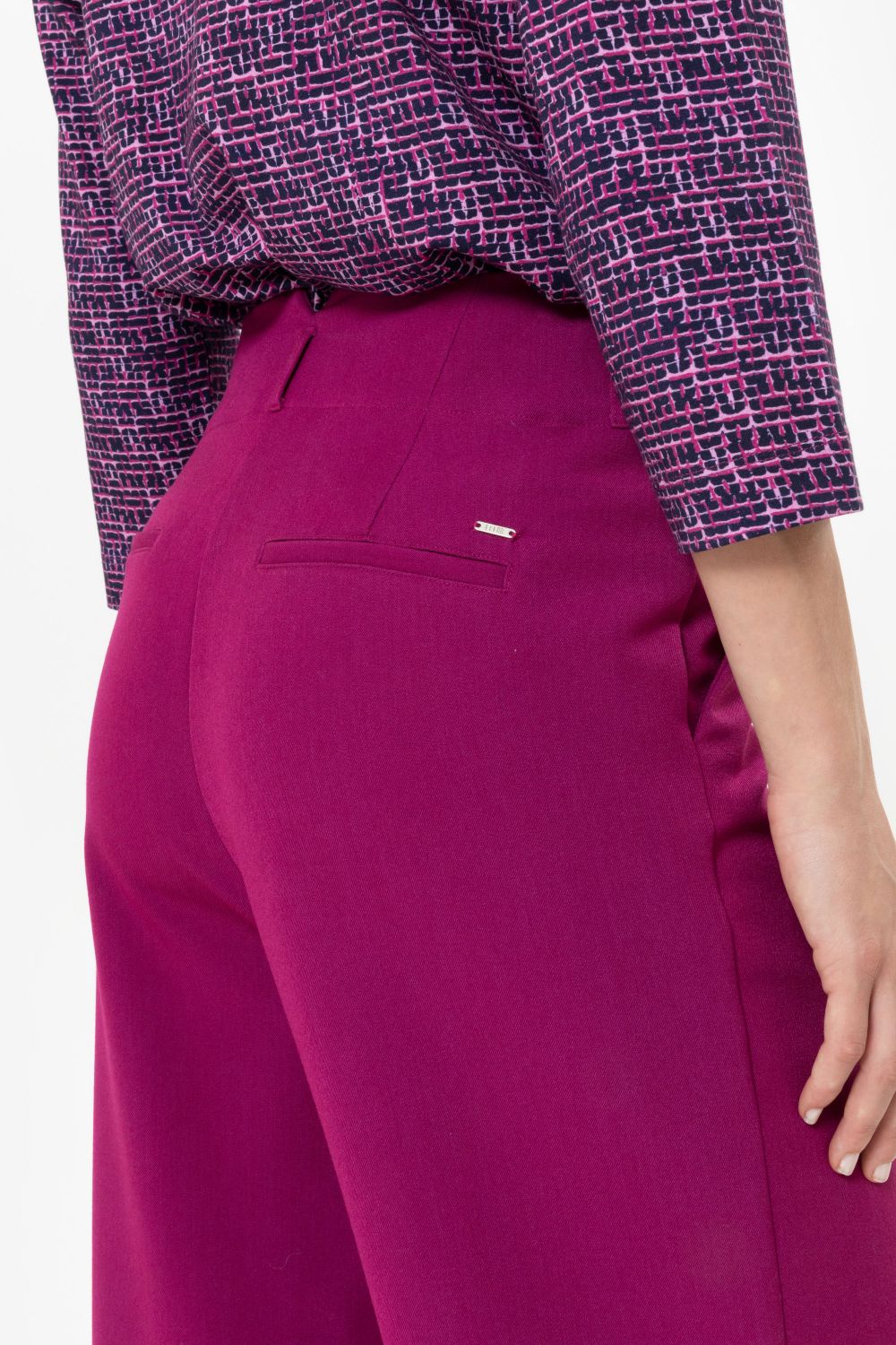 Paarse straight fit broek met lange, wijde broekspijp