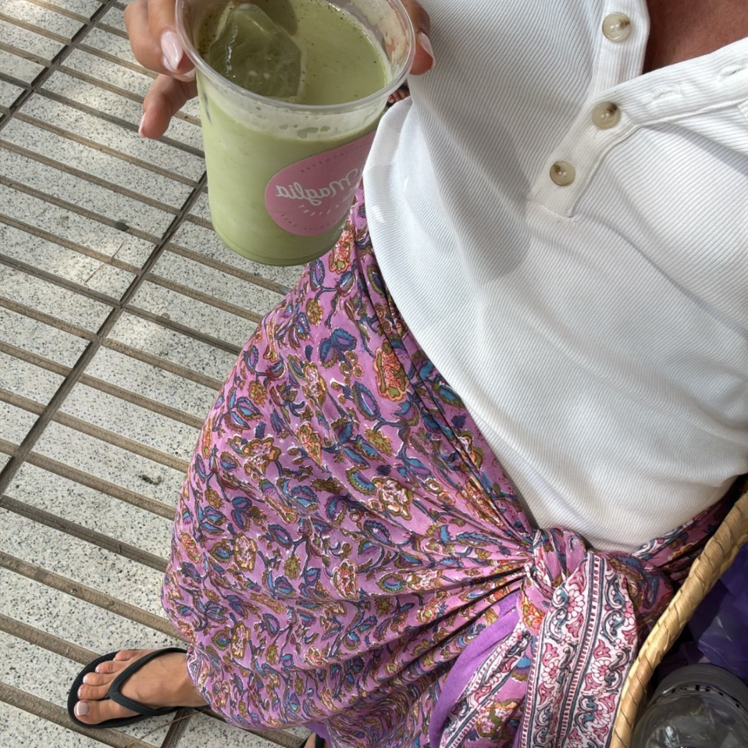 Pareo Pondichery Violet en voile de coton