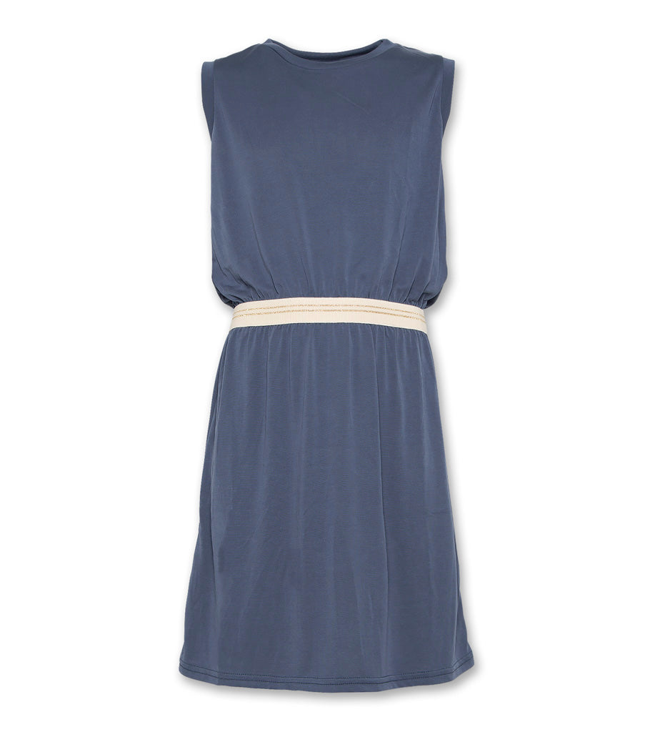 C-Neck Pique Dress - Washed Blue