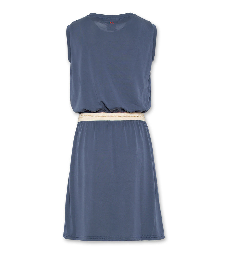 C-Neck Pique Dress - Washed Blue