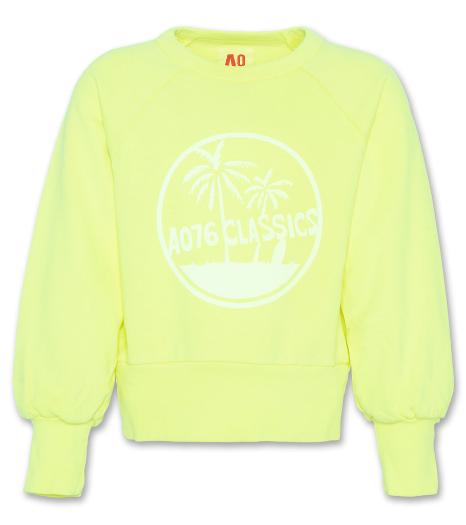 C-Neck Sweater Fluo Girls - Fluo Yellow