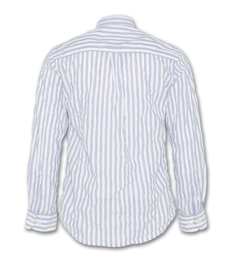 Blue Striped Mao Shirt - Blue
