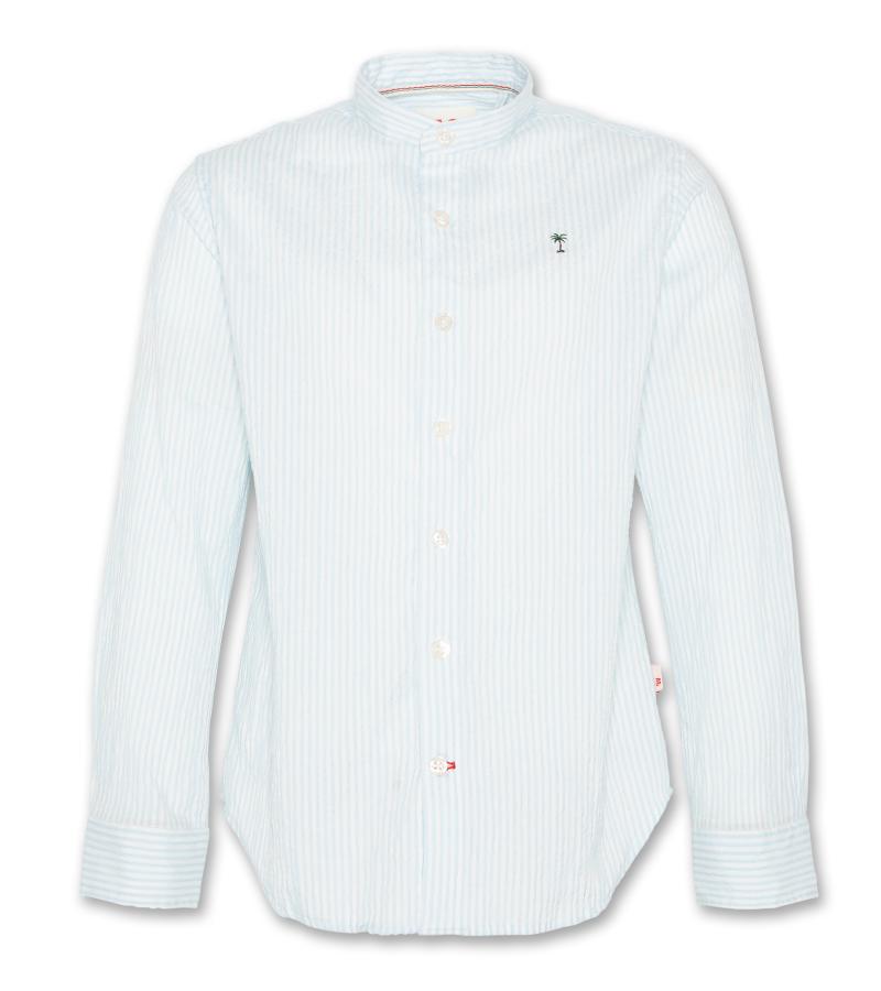 Turqoise Striped Mao Shirt - Turqoise - W