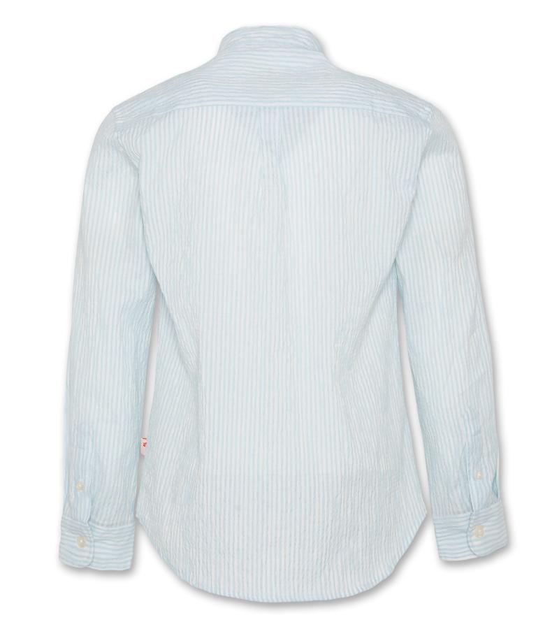 Turqoise Striped Mao Shirt - Turqoise - W