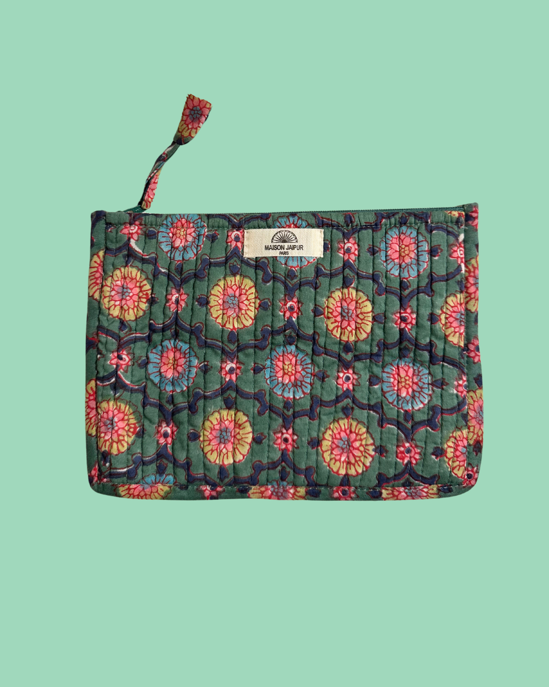 Pochette Bombay Vert en voile de coton