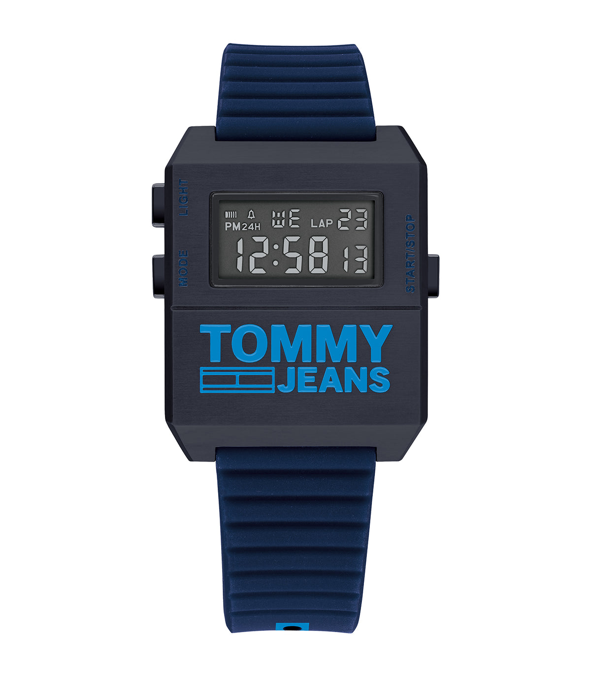 Tommy Hilfiger - Sport - Homme - Bracelet Silicone Bleu-Boitier Pvd Noir-Cadran Digital