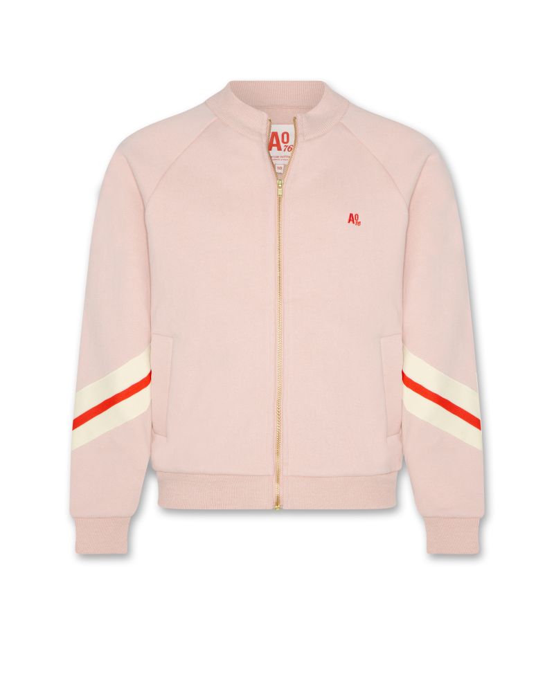 Girls - Sweaters - Glorie Full Zip Stripe - Dusty Pink