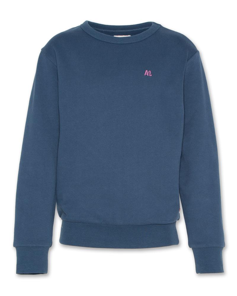 Tom C-Neck Sweater Logo - Denim Blue