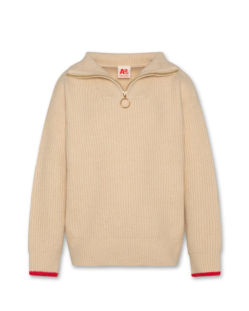 Dev Zipped Mock Neck - Natural