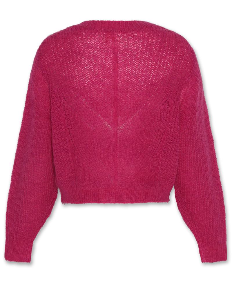 Choc Cable C-Neck - Raspberry