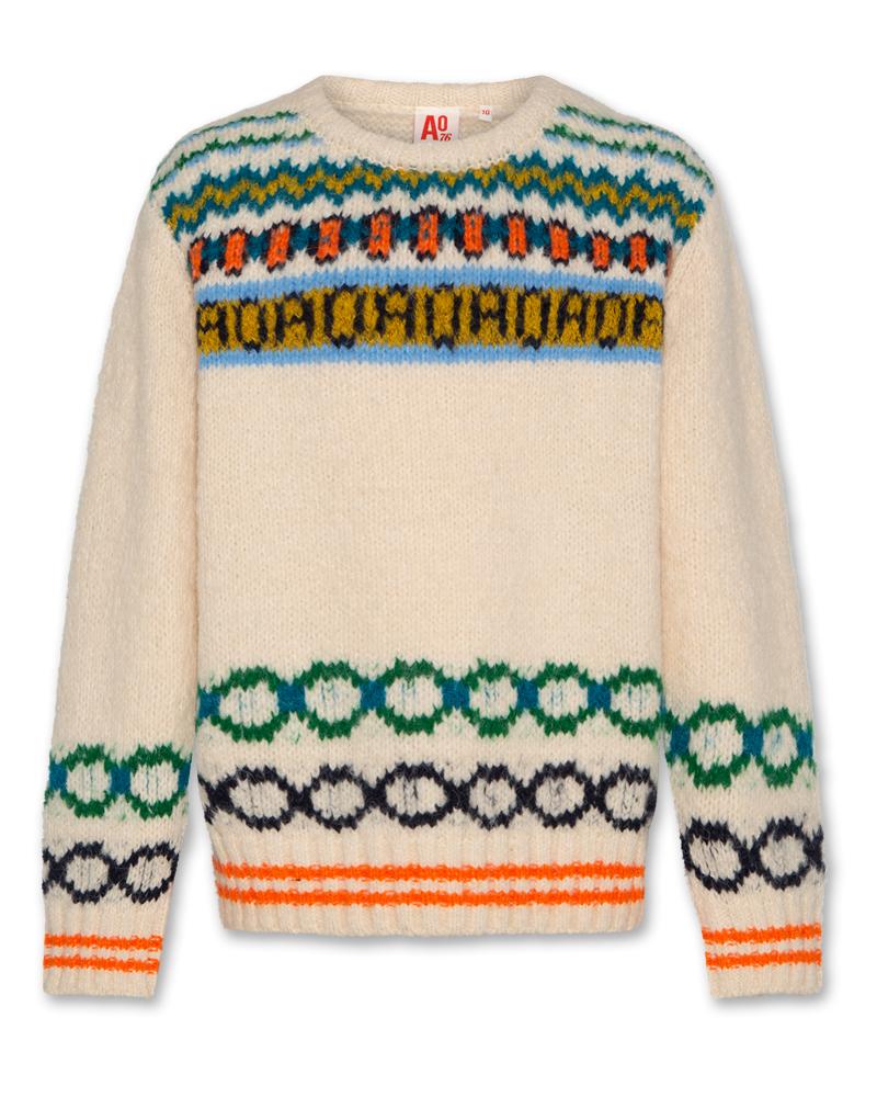 Leon C-Neck Jacquard - Natural