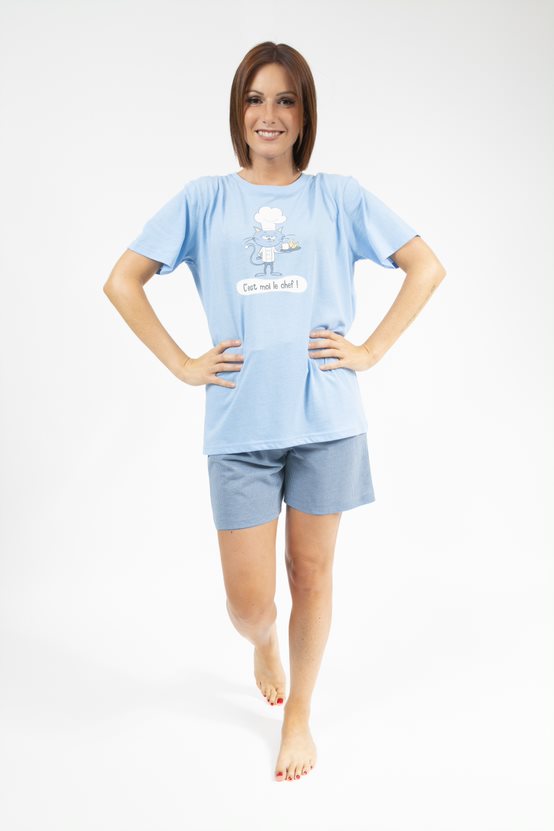 Pyjamashort Vrouw Hemelsblauw