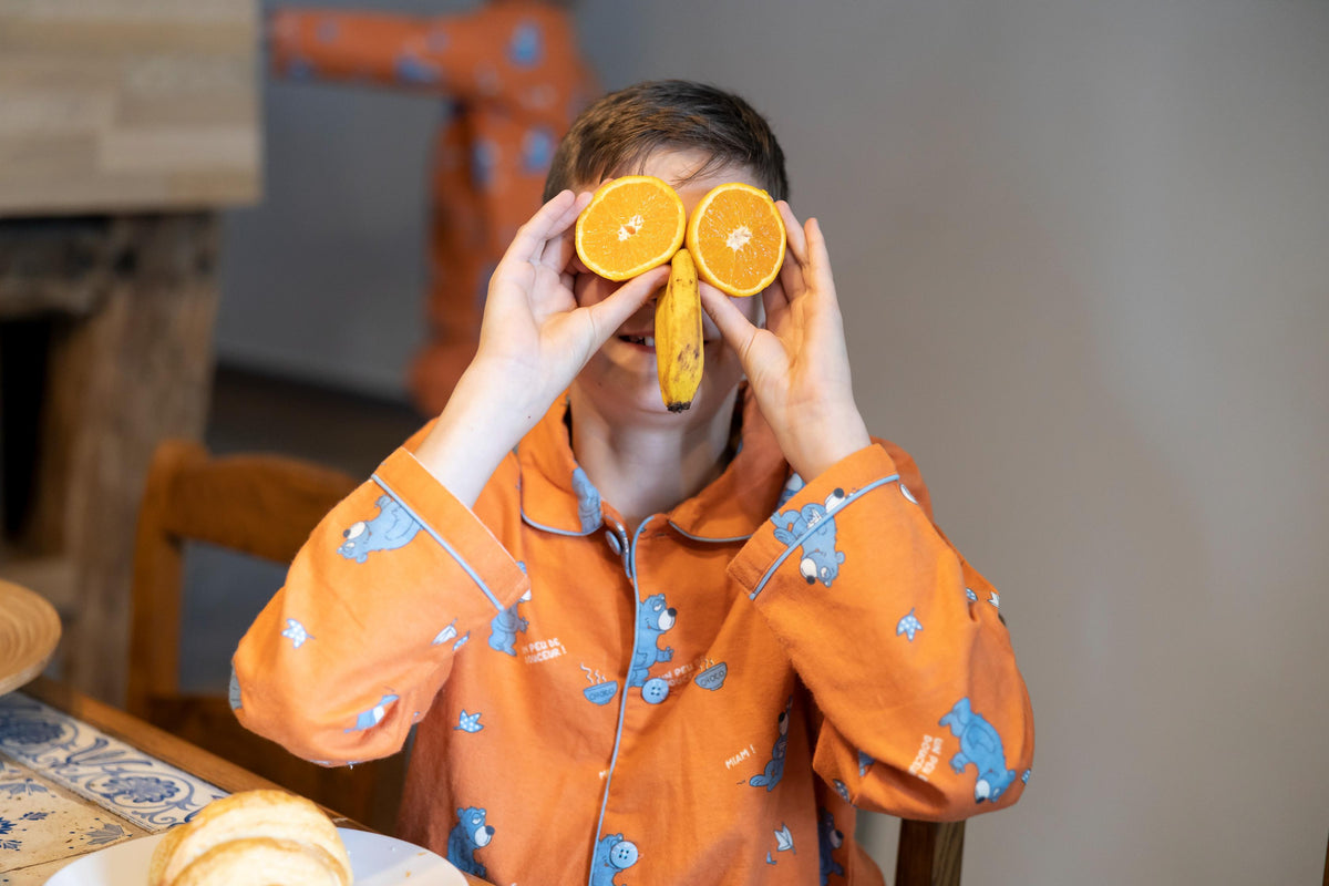 Pyjama en Flanelle Enfant Orange Profond