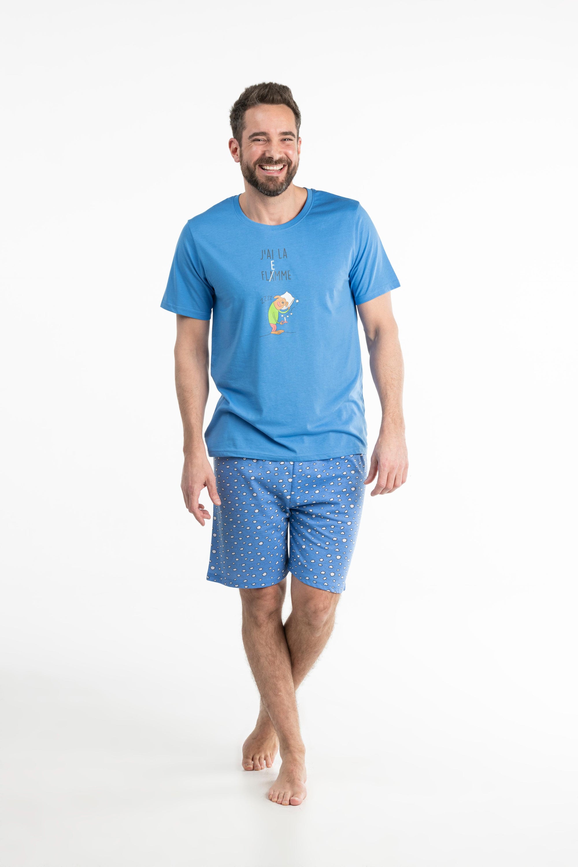 Pyjamashort - Man - Blauw Medium