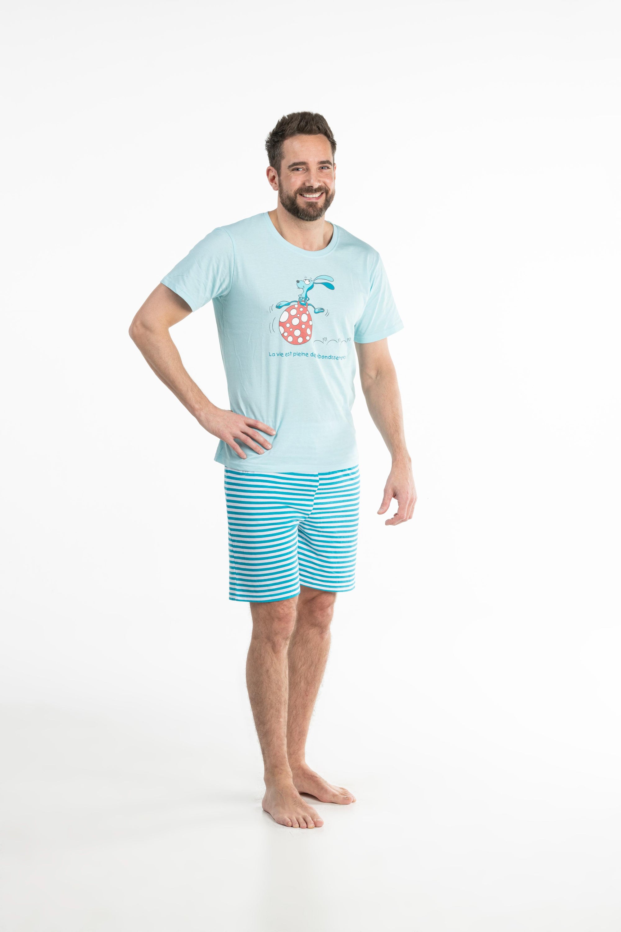 Pyjamashort - Man - Helder Blauw Water