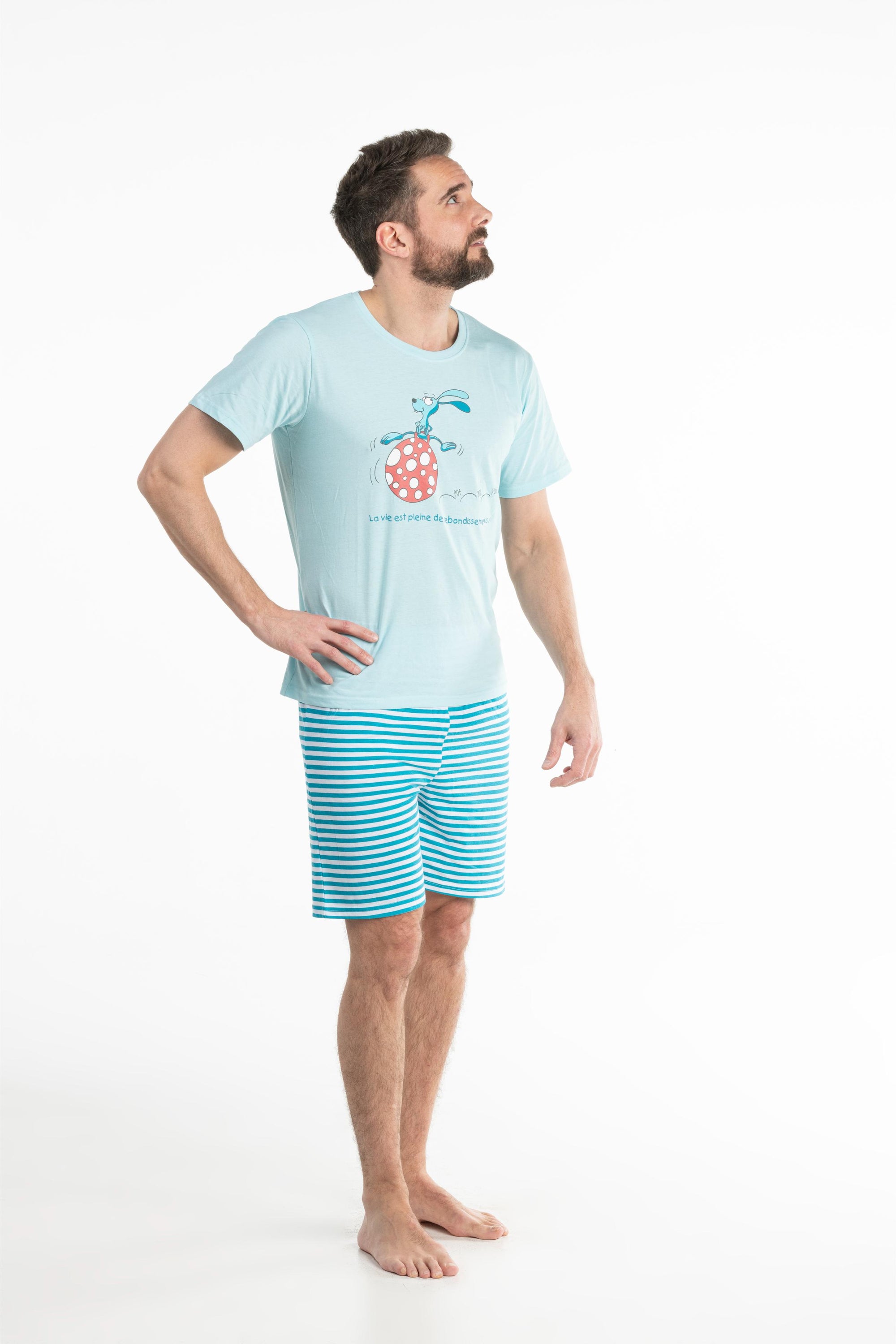 Pyjamashort - Man - Helder Blauw Water