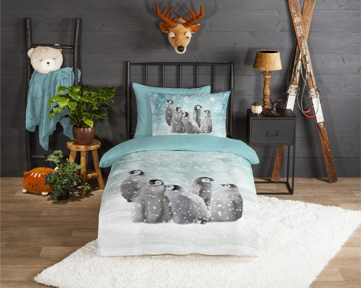 Good Morning - Dekbedovertrek - Pengu - Blue