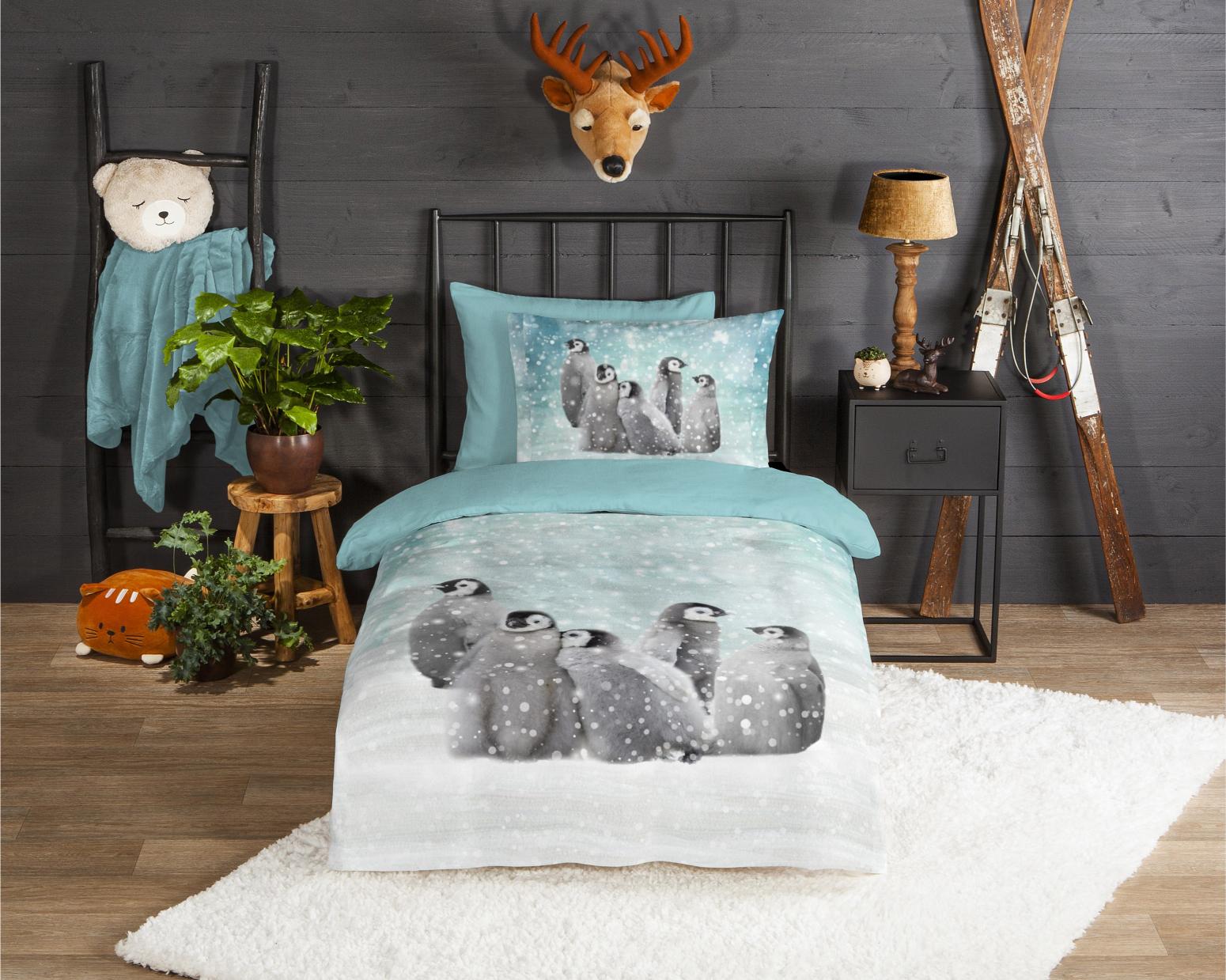 Good Morning - Dekbedovertrek - Pengu - Blue