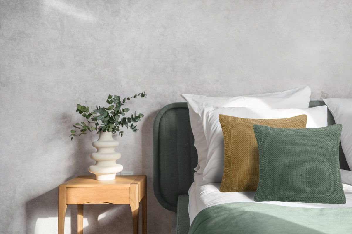 Heckettlane - Coussin Décoratif - Velours Panama - Calla Green
