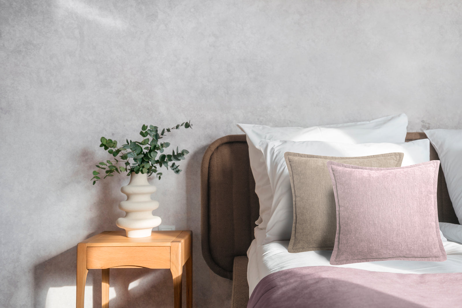 Heckettlane - Coussin Décoratif - Velours Vieux - Rose Tan