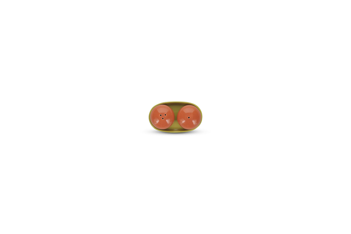Ona - Duo Poivrier et salière 3 pièces orange/vert Duo