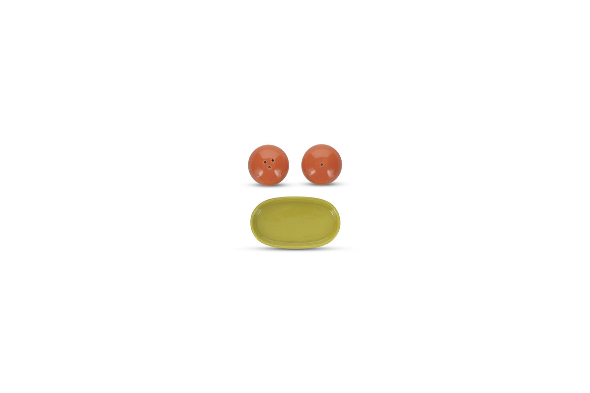 Ona - Duo Poivrier et salière 3 pièces orange/vert Duo
