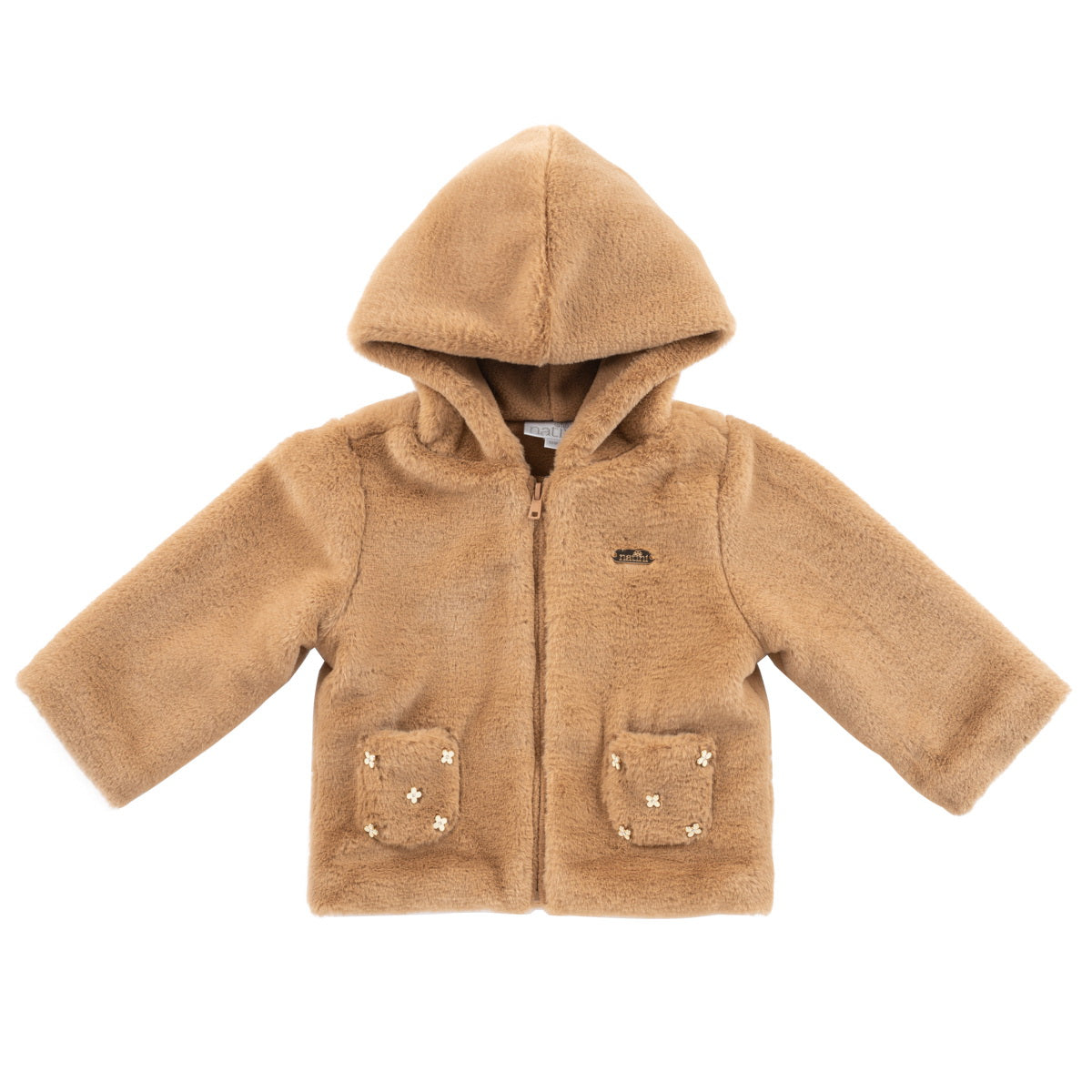 Jacket Fur Flowers - Beige Foncé