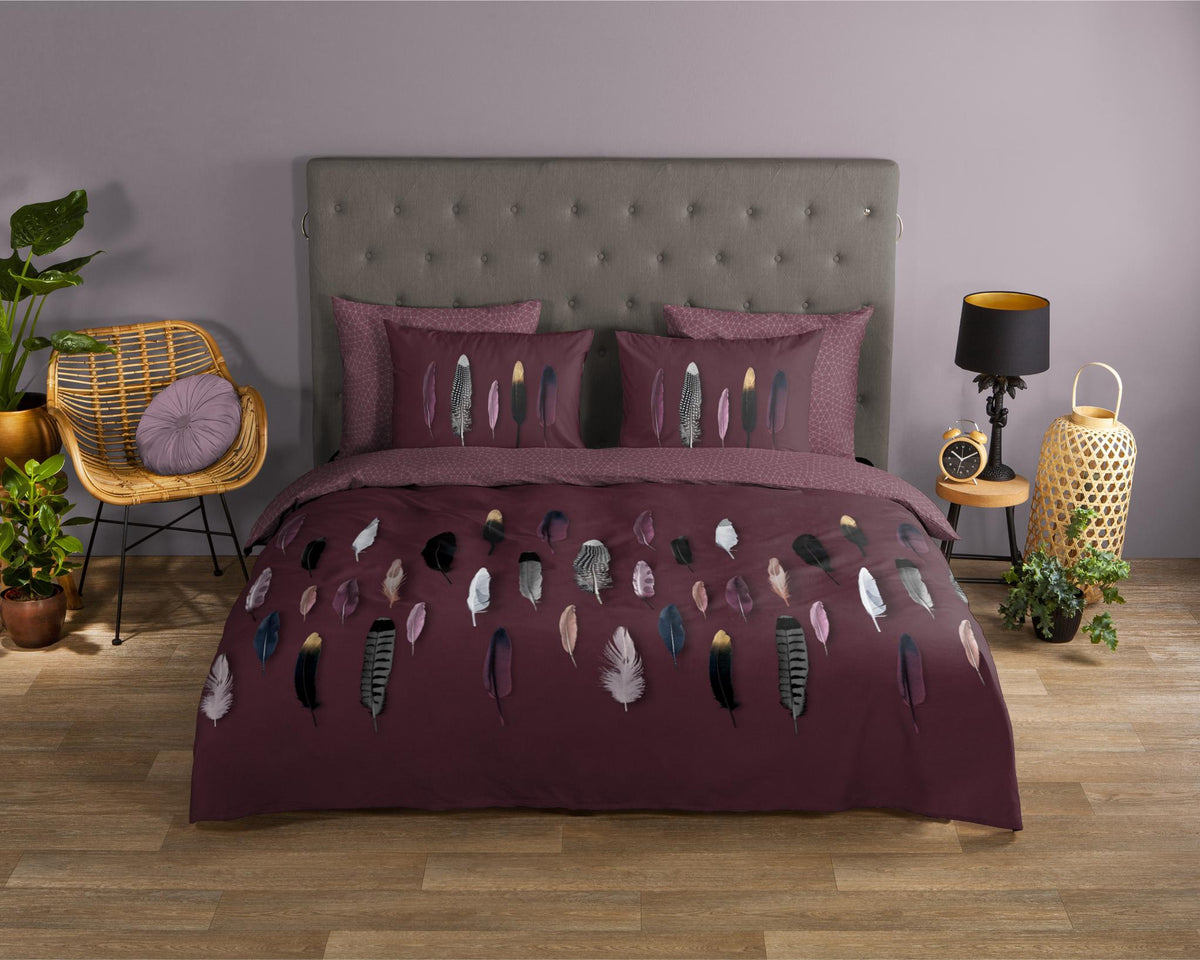 Good Morning - Dekbedovertrek - Feathers - Red