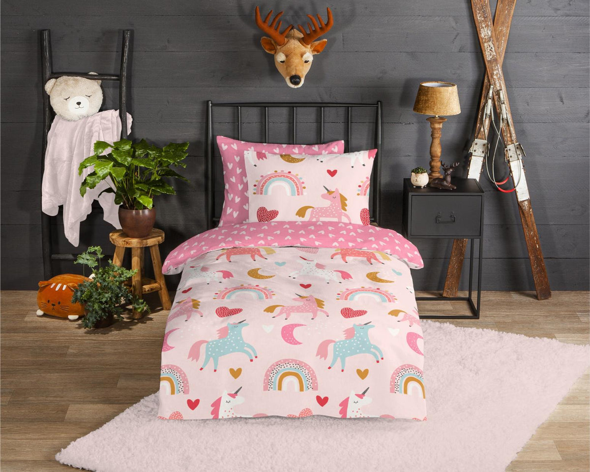 Good Morning - Dekbedovertrek - Unicorn - Pink