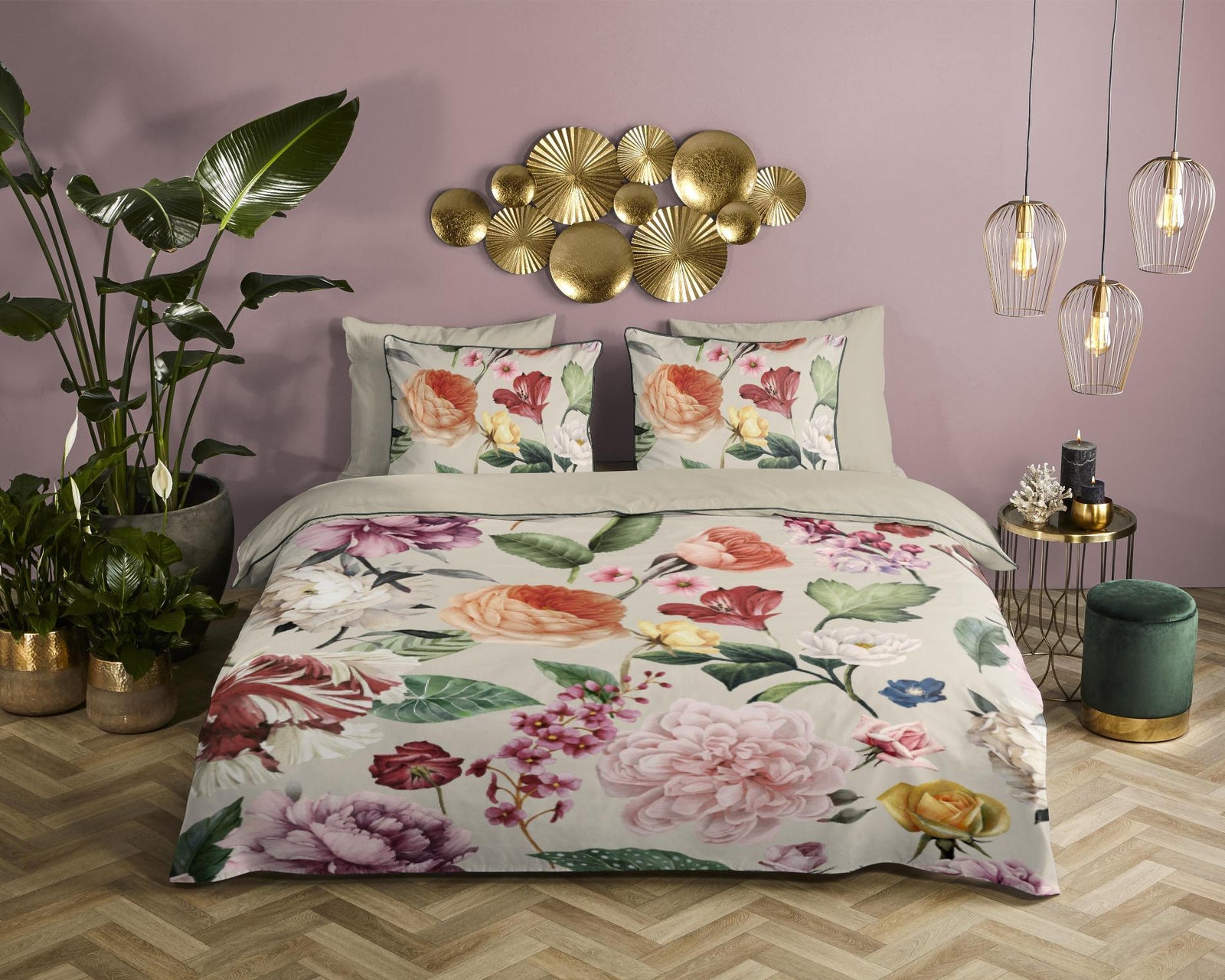 Descanso - Dekbedovertrek - Fiori - Sand