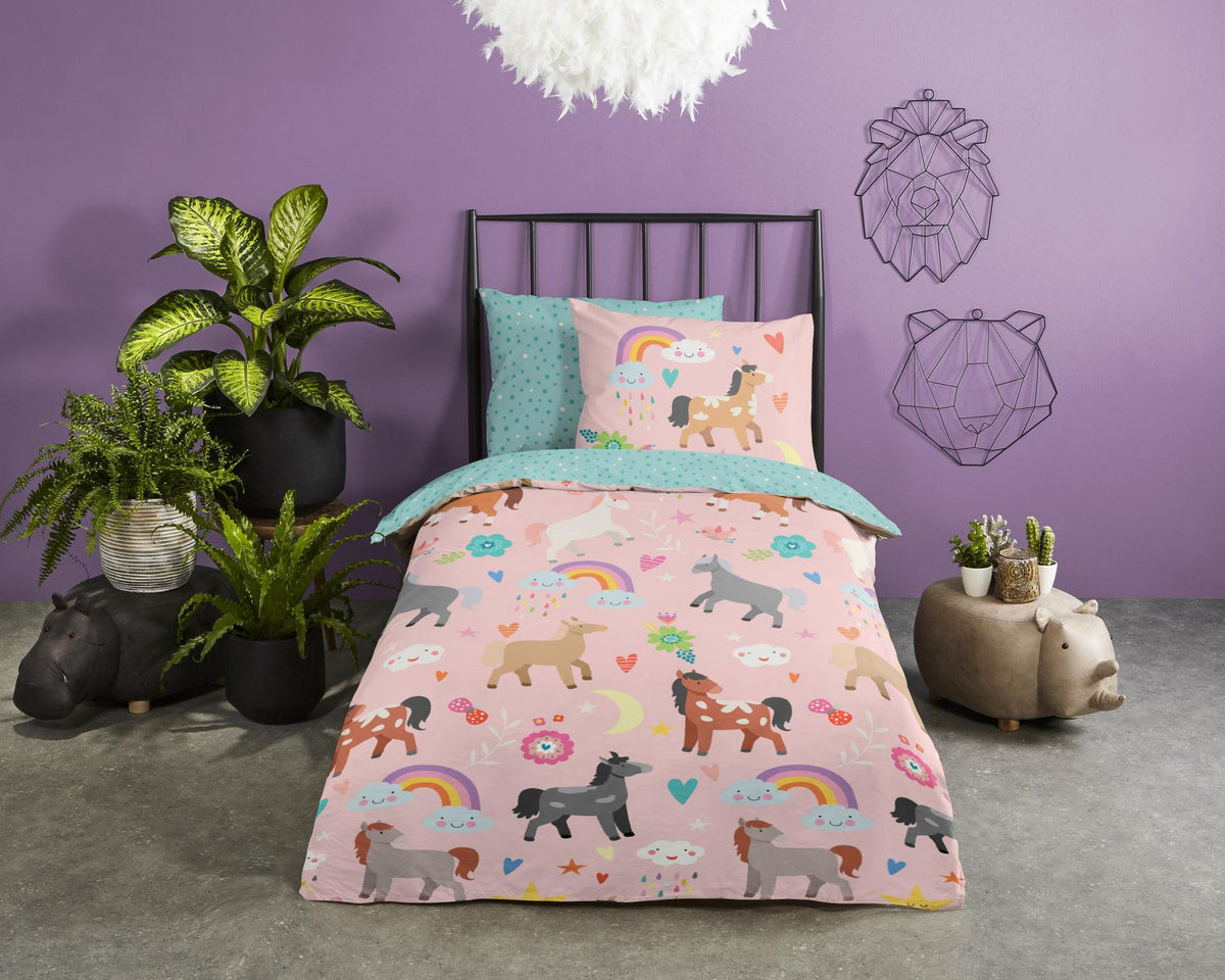 Good Morning - Dekbedovertrek - Horses - Multi