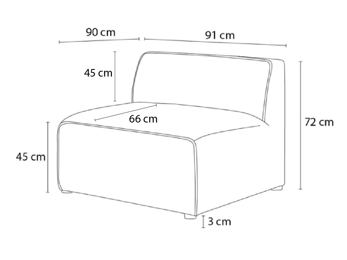 1-zits fauteuil voor modulaire bank ROUSSEAU gemêleerde stof