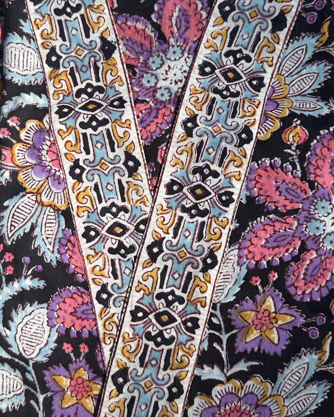 Zwarte Madras Kimono van katoenen voile