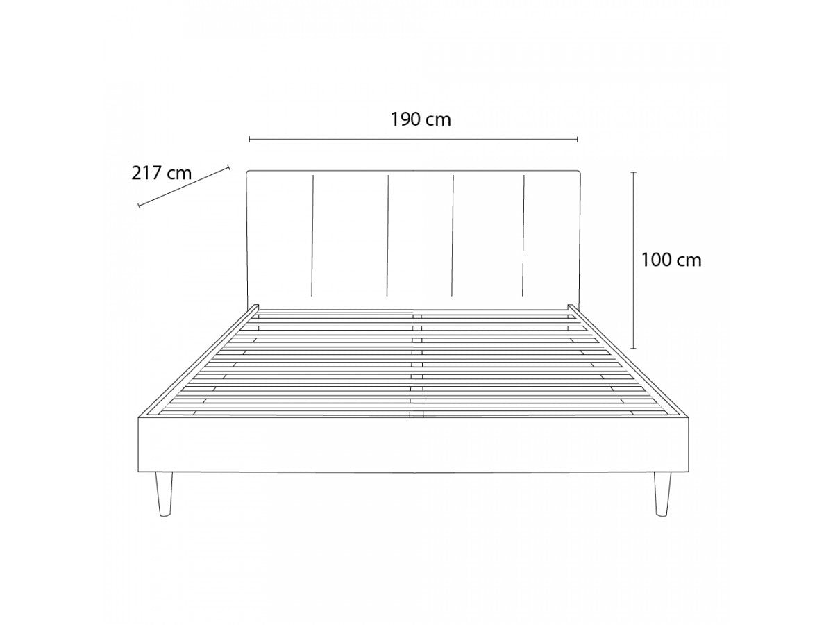 OLYMPE bed met hoofdeinde met opbergruimte, massieve latten en poten van natuurlijk hout