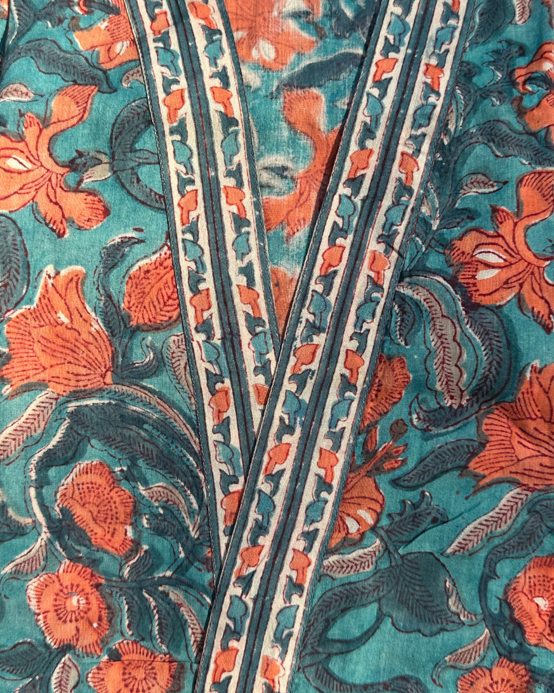 Kimono Madras Bleu en voile de coton