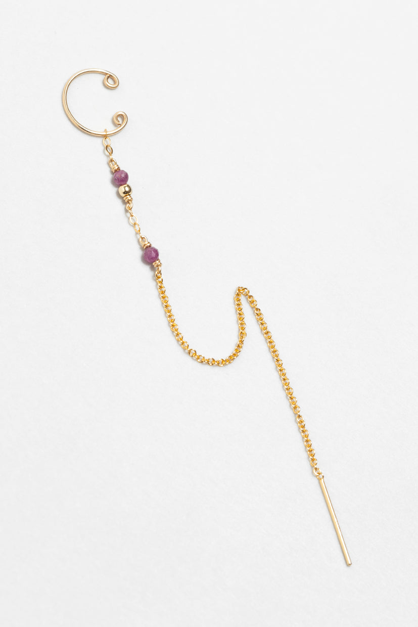 Earrings - Satellite Goud - Robijn