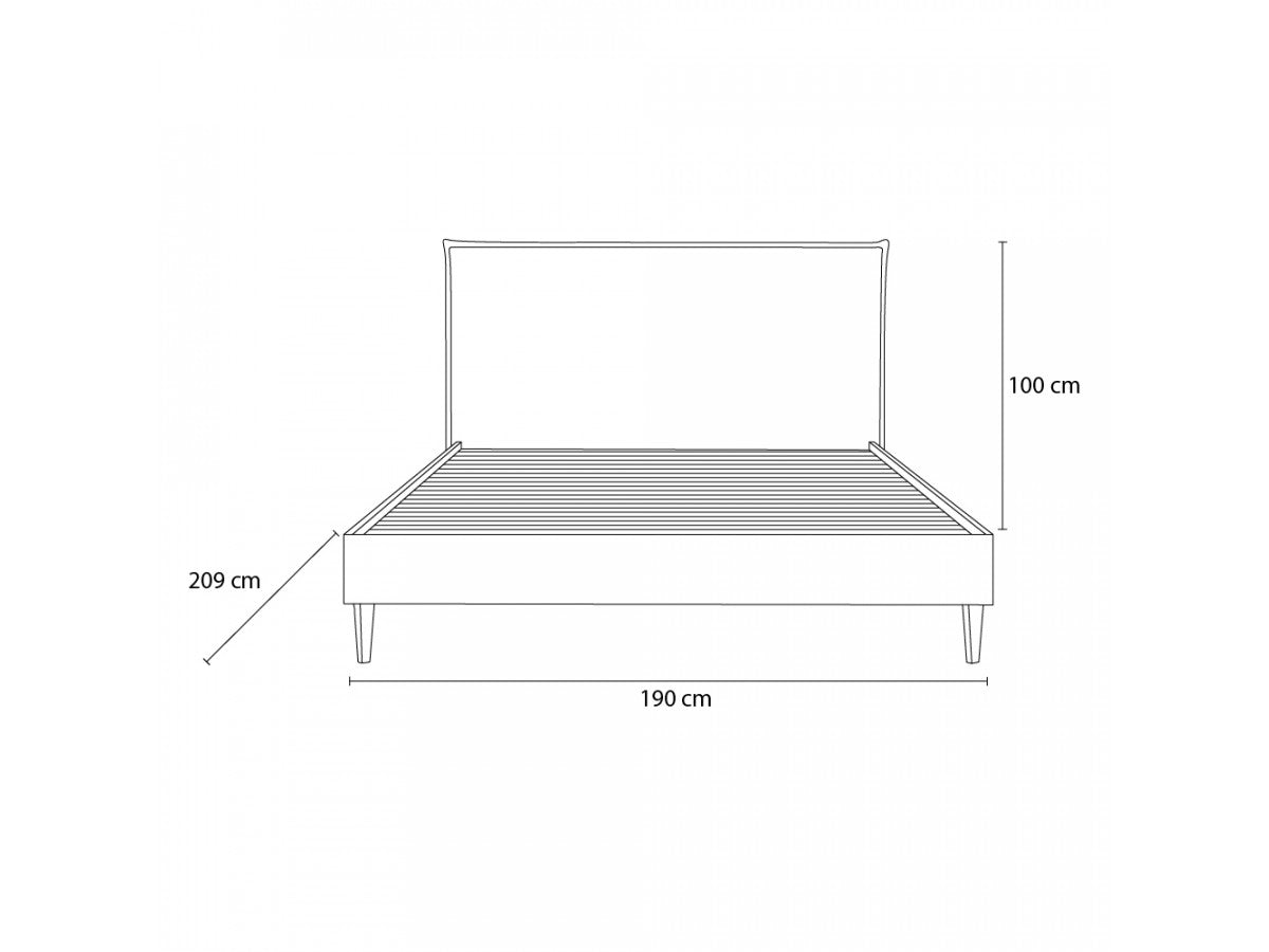 CARA bed met massieve latten en poten van natuurlijk hout