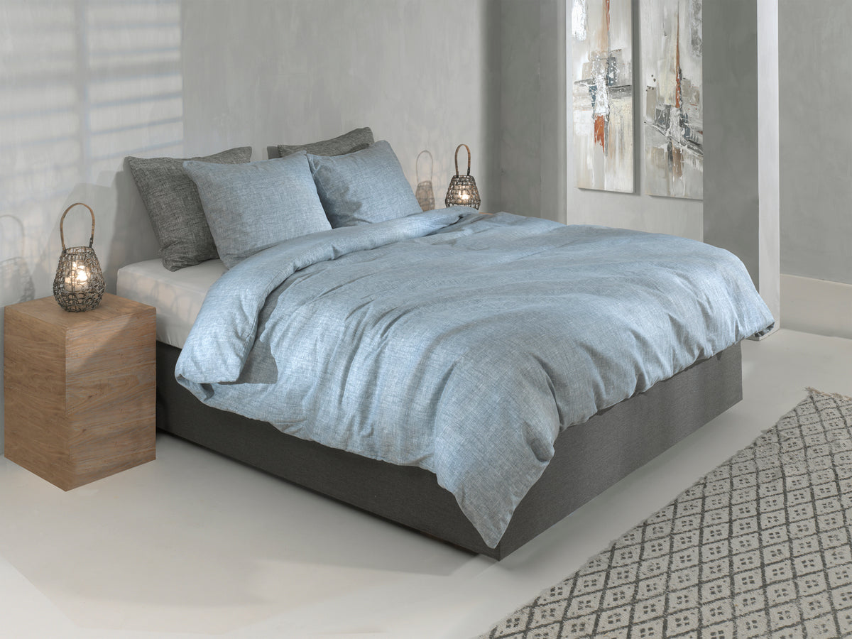 Zohome - Dekbedovertrek - Flanella di Lino - Denim