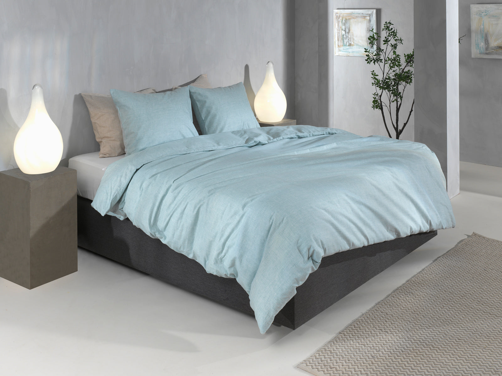 Zohome - Housse De Couette - Flanella di Lino - Mint Green