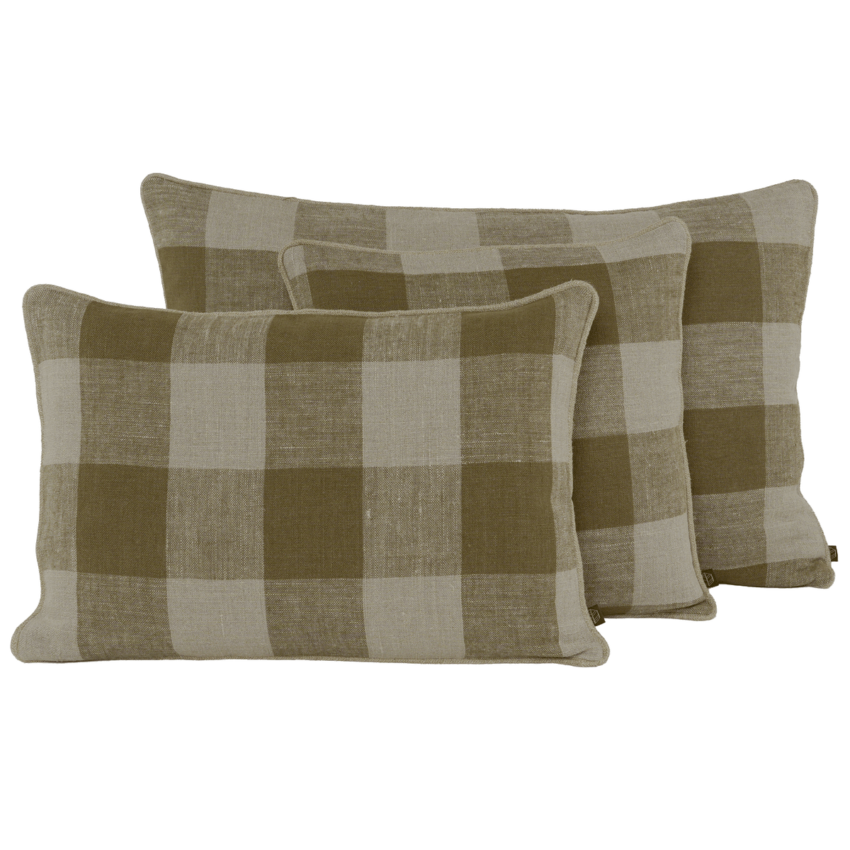 Kussensloop - Palma 100% Lin À Gros Carreaux - Gold