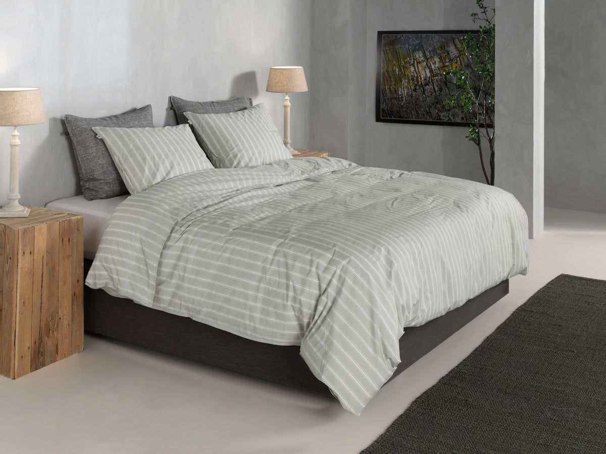 Zohome - Housse De Couette - Righe di Percalle - Northern Grey