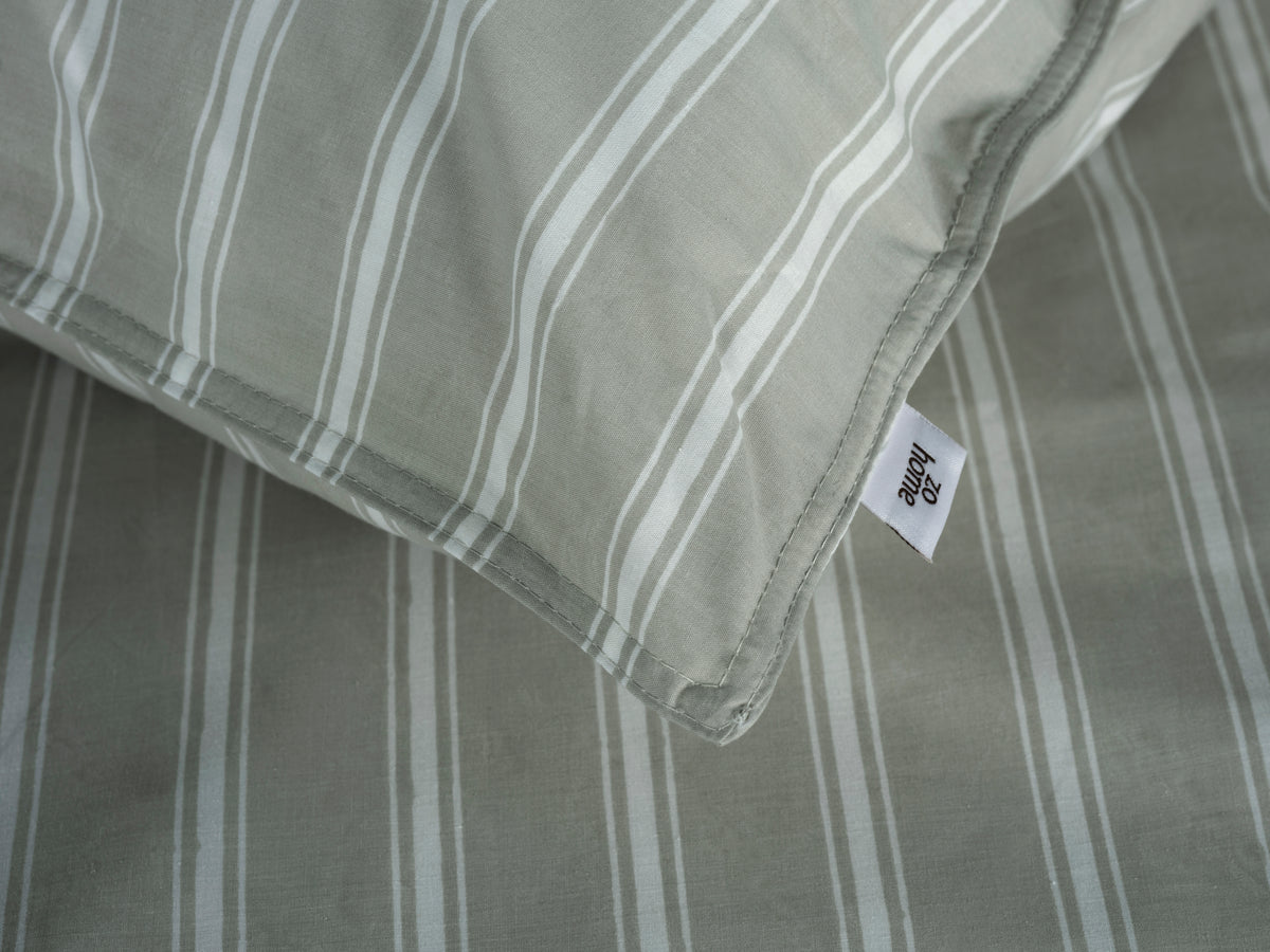 Zohome - Housse De Couette - Righe di Percalle - Northern Grey