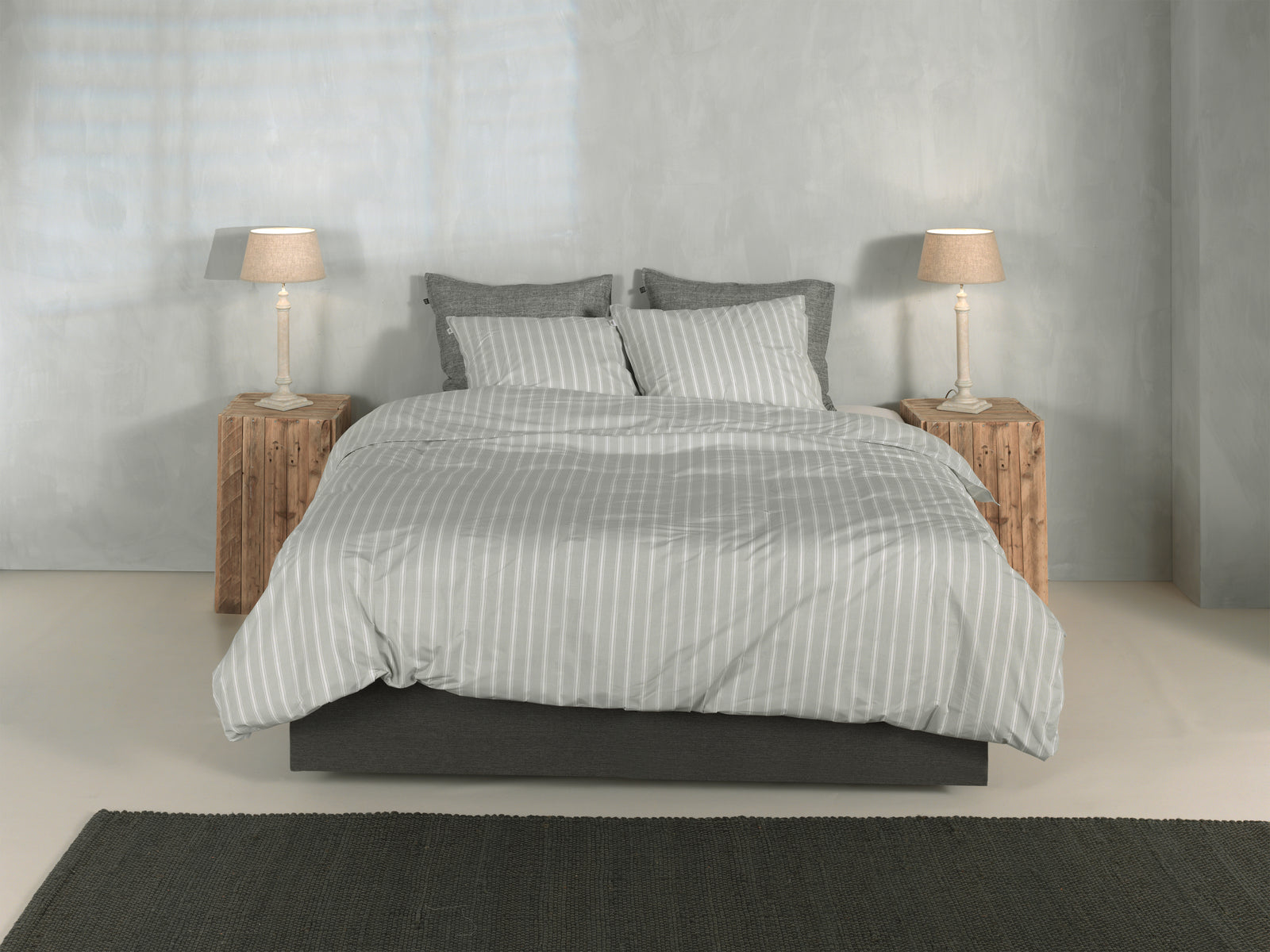 Zohome - Housse De Couette - Righe di Percalle - Northern Grey