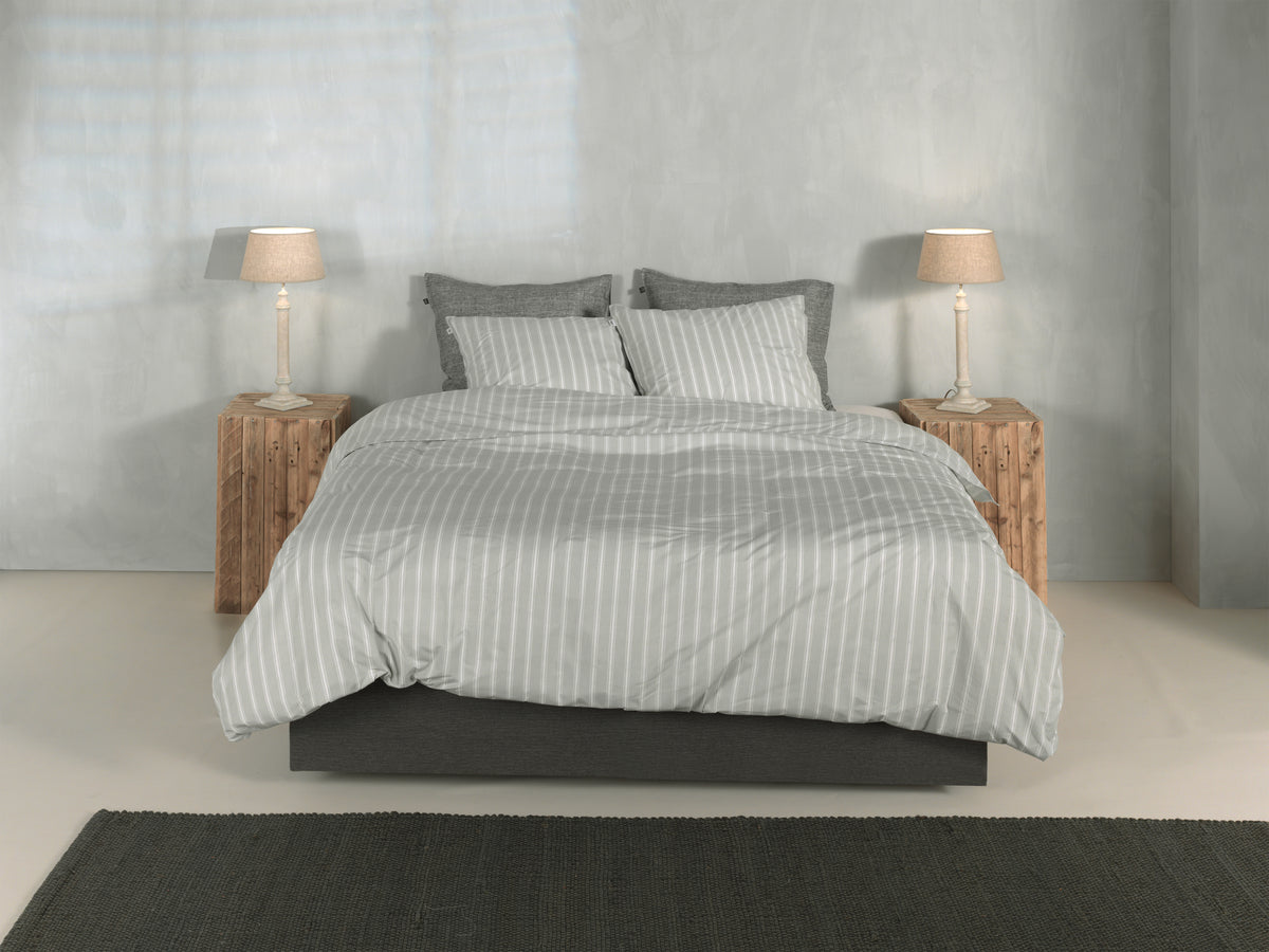 Zohome - Housse De Couette - Righe di Percalle - Northern Grey