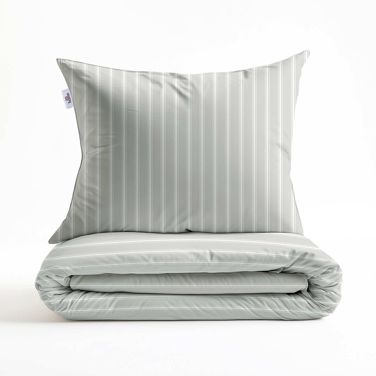 Zohome - Housse De Couette - Righe di Percalle - Northern Grey