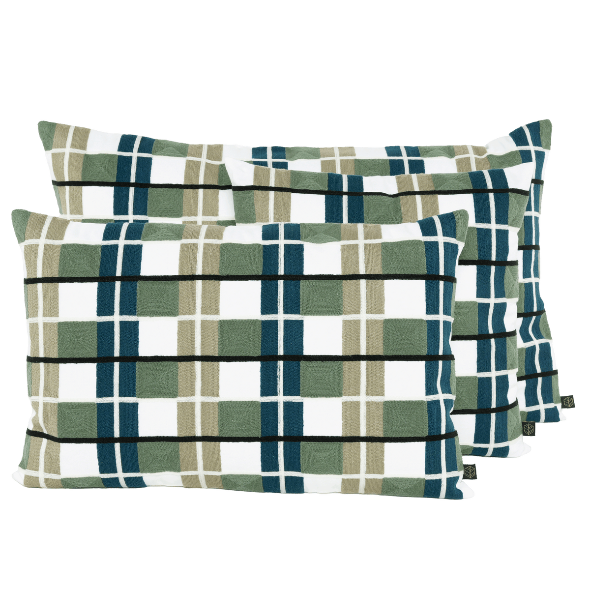 Kussensloop - Takayama En Coton Brodé À Carreaux Multicolores - Pigeon