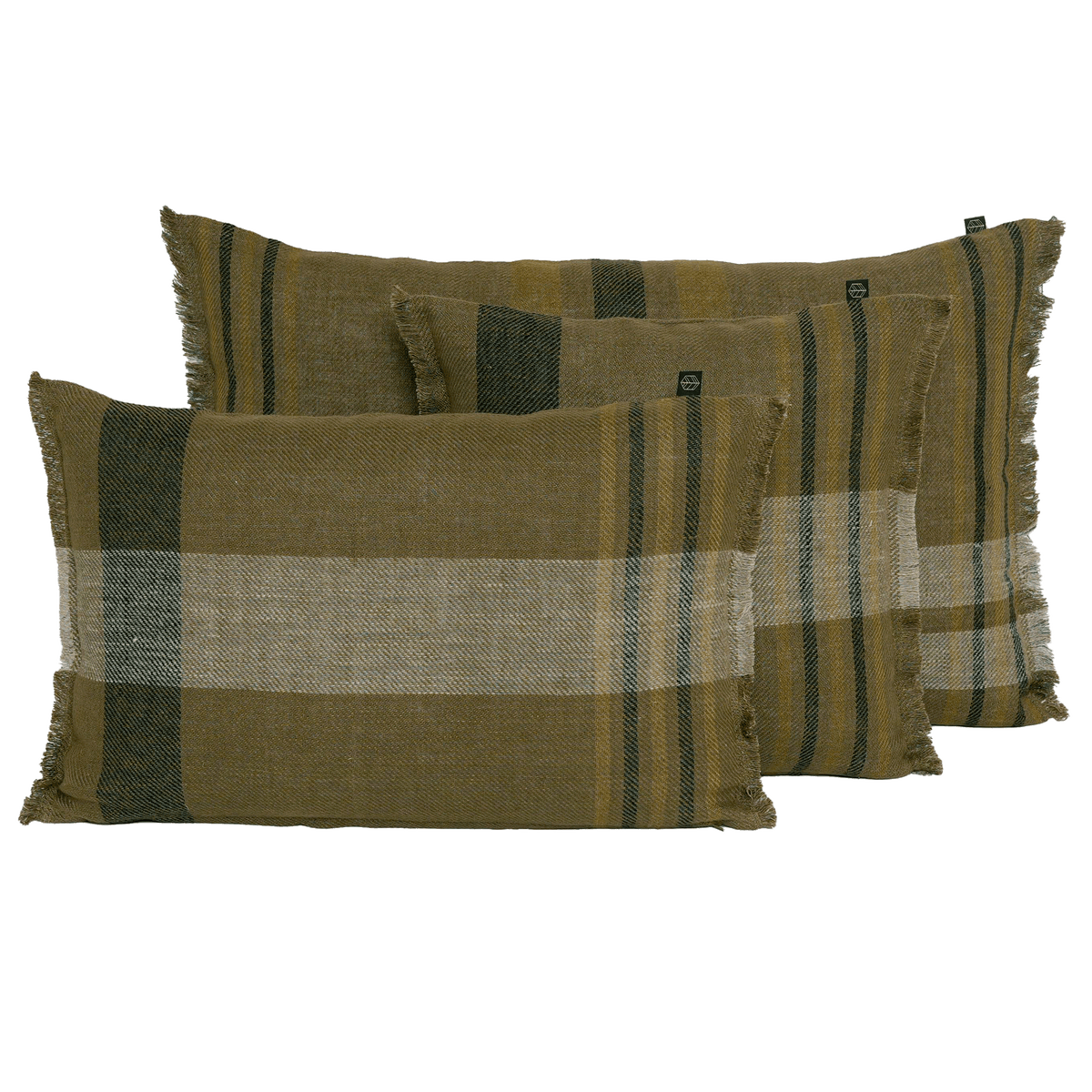 Kussensloop - Aalborg Lin Et Coton À Carreaux - Kaki
